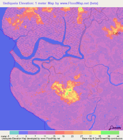 Uediqueia,Guinea-Bissau Elevation Map