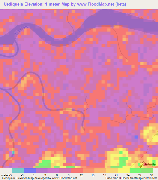 Uediqueia,Guinea-Bissau Elevation Map