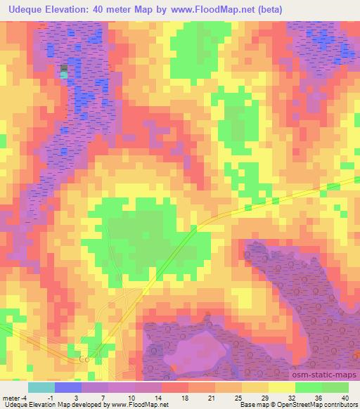 Udeque,Guinea-Bissau Elevation Map