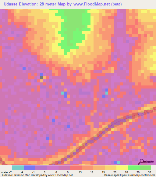 Udasse,Guinea-Bissau Elevation Map