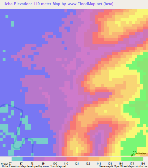 Ucha,Guinea-Bissau Elevation Map