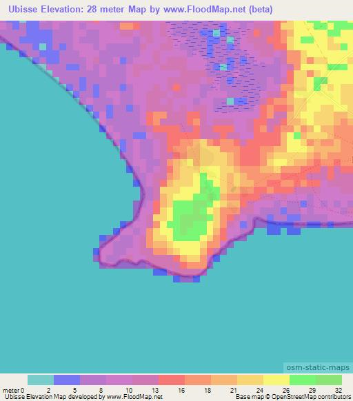 Ubisse,Guinea-Bissau Elevation Map