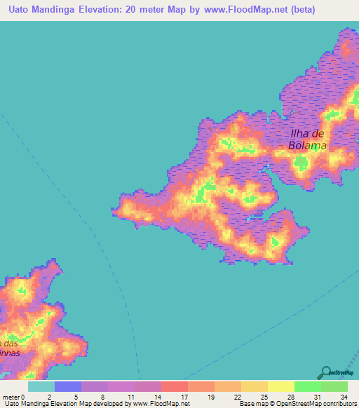 Uato Mandinga,Guinea-Bissau Elevation Map