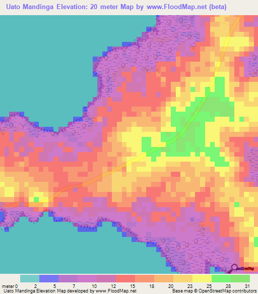 Uato Mandinga,Guinea-Bissau Elevation Map