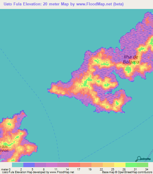 Uato Fula,Guinea-Bissau Elevation Map