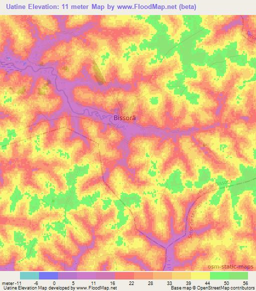 Uatine,Guinea-Bissau Elevation Map