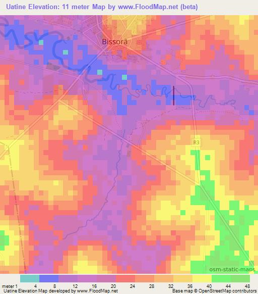 Uatine,Guinea-Bissau Elevation Map