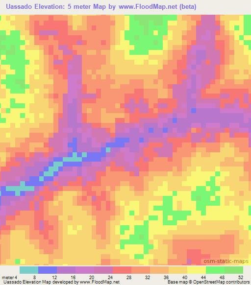 Uassado,Guinea-Bissau Elevation Map