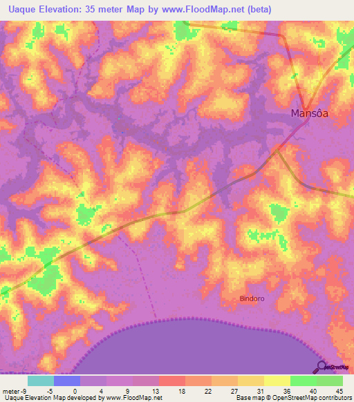 Uaque,Guinea-Bissau Elevation Map