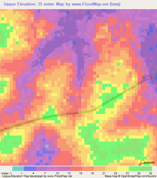 Uaque,Guinea-Bissau Elevation Map