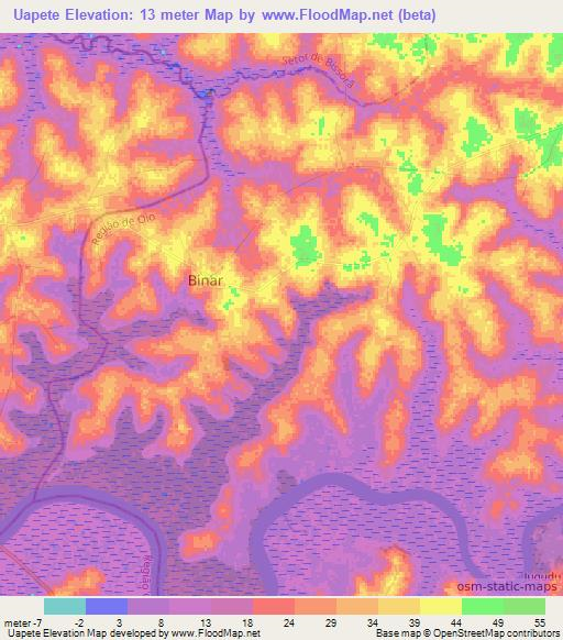 Uapete,Guinea-Bissau Elevation Map