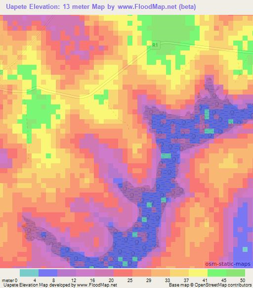 Uapete,Guinea-Bissau Elevation Map