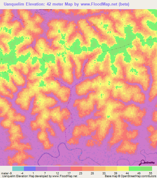 Uanquelim,Guinea-Bissau Elevation Map