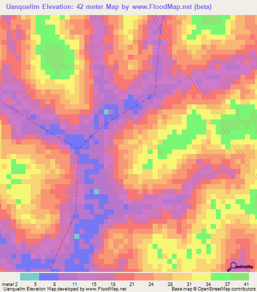 Uanquelim,Guinea-Bissau Elevation Map