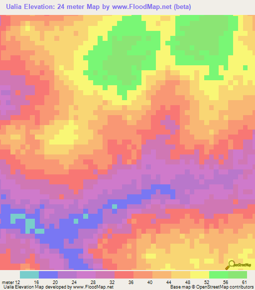 Ualia,Guinea-Bissau Elevation Map