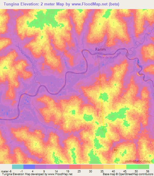 Tungina,Guinea-Bissau Elevation Map