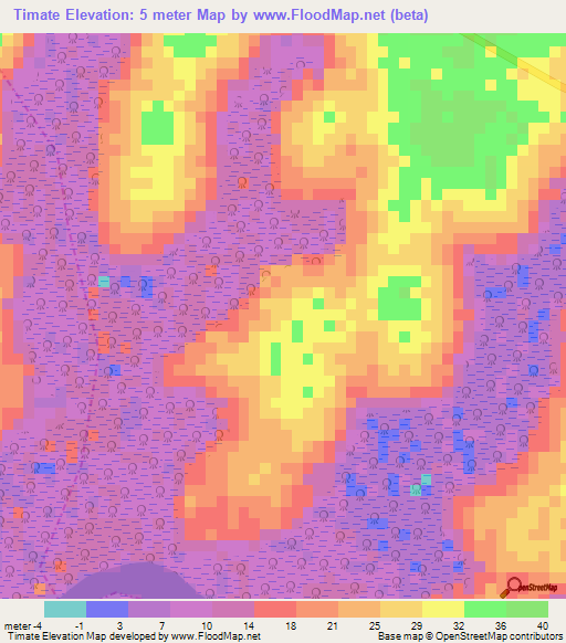 Timate,Guinea-Bissau Elevation Map