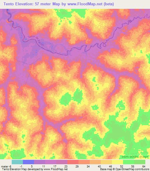 Tento,Guinea-Bissau Elevation Map