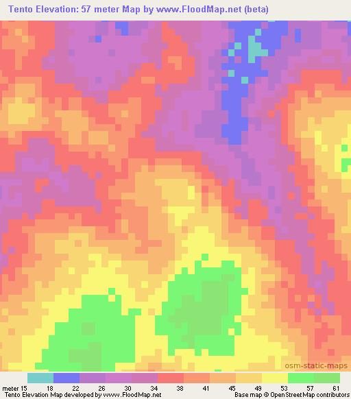 Tento,Guinea-Bissau Elevation Map