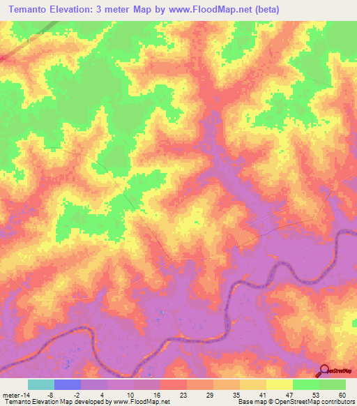 Temanto,Guinea-Bissau Elevation Map