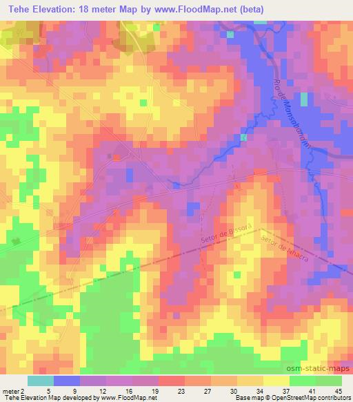 Tehe,Guinea-Bissau Elevation Map