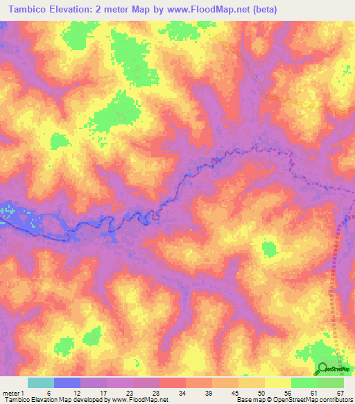 Tambico,Guinea-Bissau Elevation Map