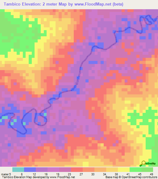 Tambico,Guinea-Bissau Elevation Map