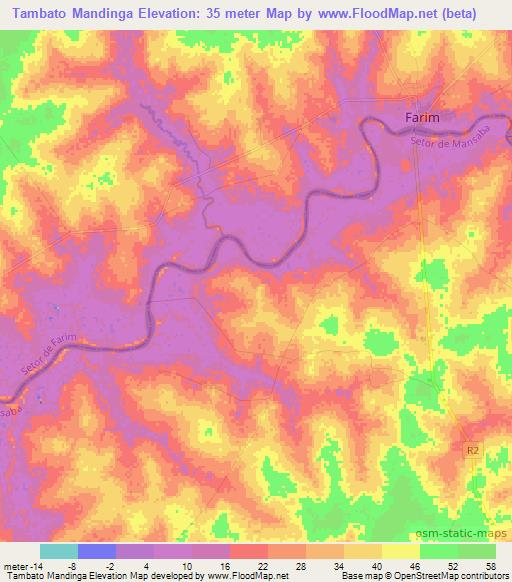 Tambato Mandinga,Guinea-Bissau Elevation Map