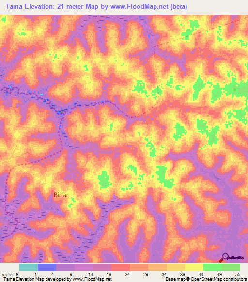 Tama,Guinea-Bissau Elevation Map