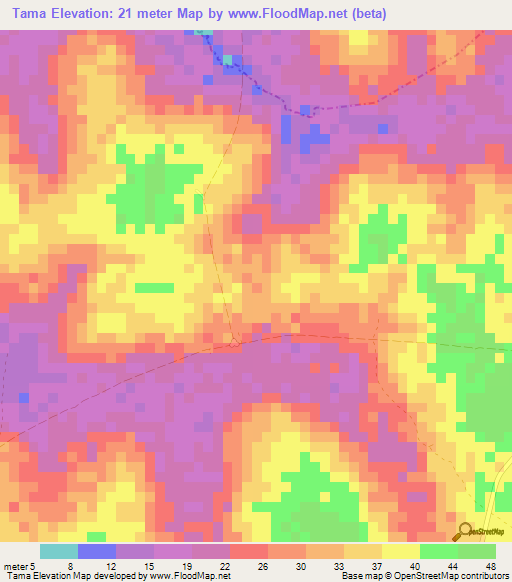 Tama,Guinea-Bissau Elevation Map