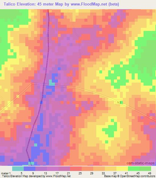 Talico,Guinea-Bissau Elevation Map