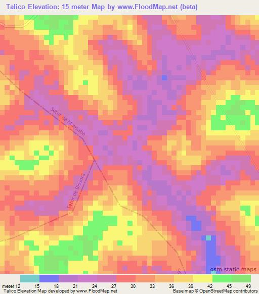 Talico,Guinea-Bissau Elevation Map