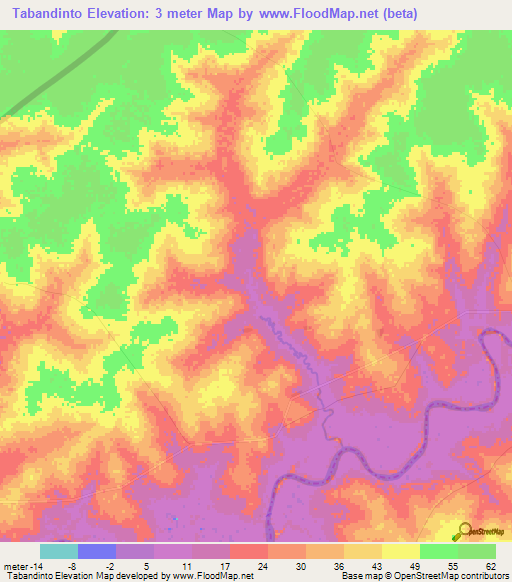 Tabandinto,Guinea-Bissau Elevation Map