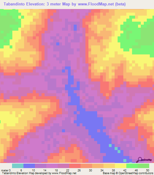 Tabandinto,Guinea-Bissau Elevation Map