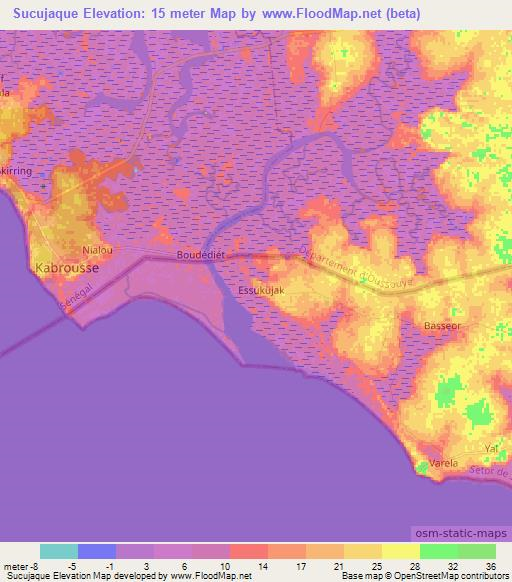 Sucujaque,Guinea-Bissau Elevation Map