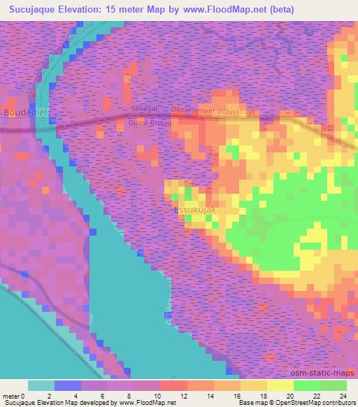 Sucujaque,Guinea-Bissau Elevation Map