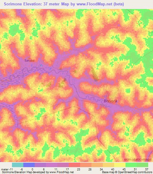 Sorimone,Guinea-Bissau Elevation Map