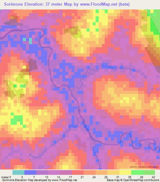 Sorimone,Guinea-Bissau Elevation Map