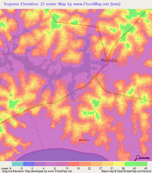 Sogume,Guinea-Bissau Elevation Map