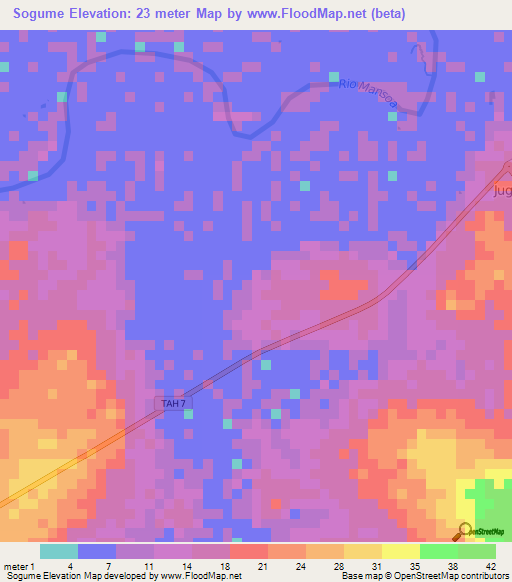 Sogume,Guinea-Bissau Elevation Map