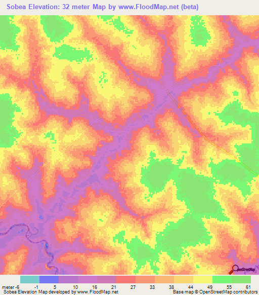 Sobea,Guinea-Bissau Elevation Map