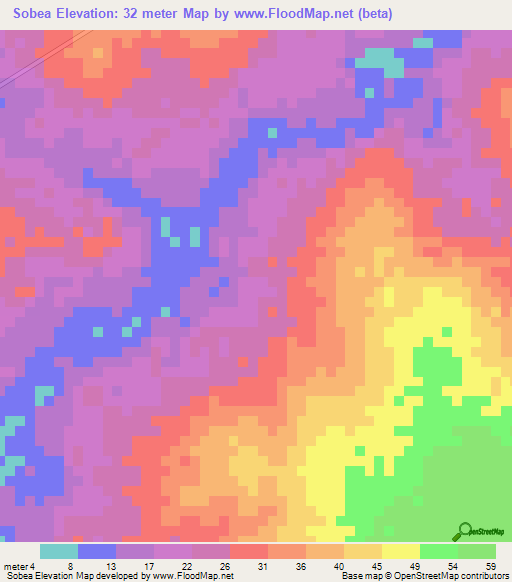 Sobea,Guinea-Bissau Elevation Map