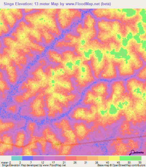 Singa,Guinea-Bissau Elevation Map