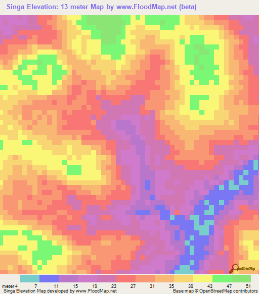 Singa,Guinea-Bissau Elevation Map