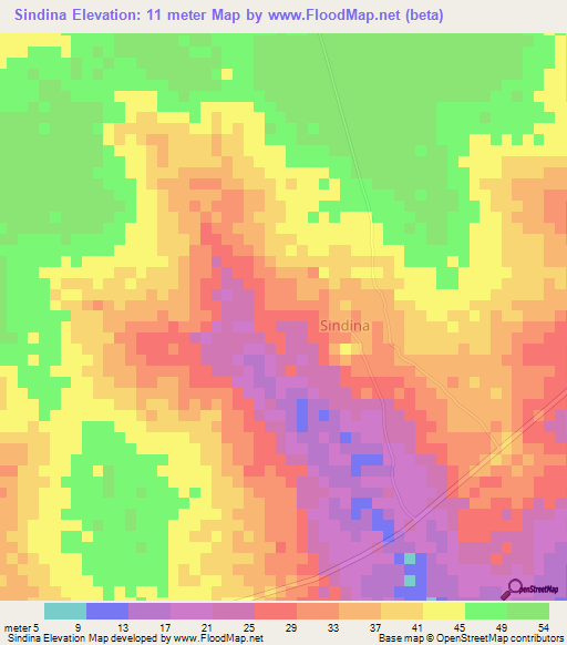 Sindina,Guinea-Bissau Elevation Map