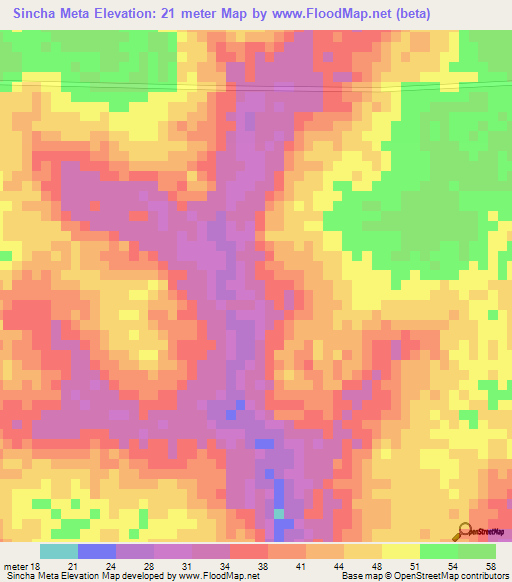 Sincha Meta,Guinea-Bissau Elevation Map