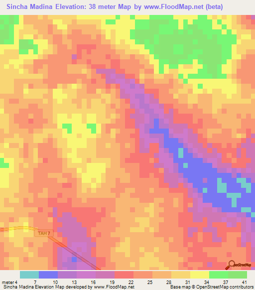 Sincha Madina,Guinea-Bissau Elevation Map