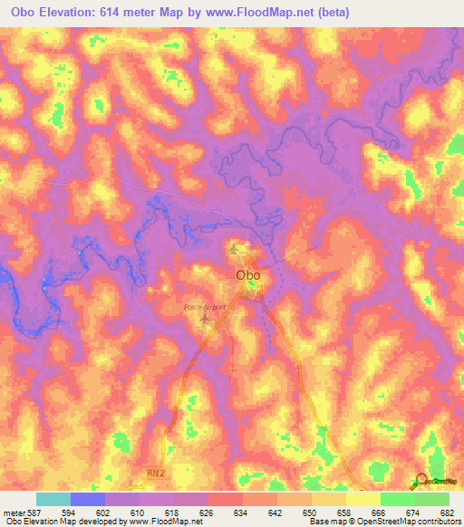 Elevation Of Obo,central African Republic Elevation Map, Topography 