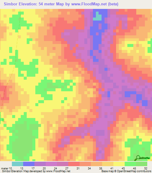 Simbor,Guinea-Bissau Elevation Map