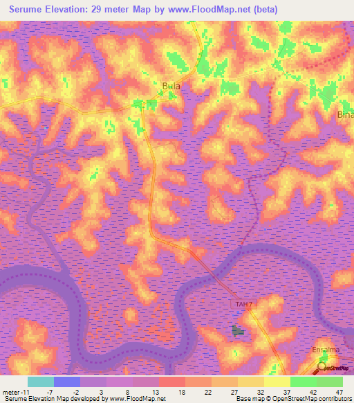 Serume,Guinea-Bissau Elevation Map